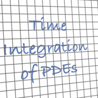 Lettering "Time integration of PDEs" on checkered paper